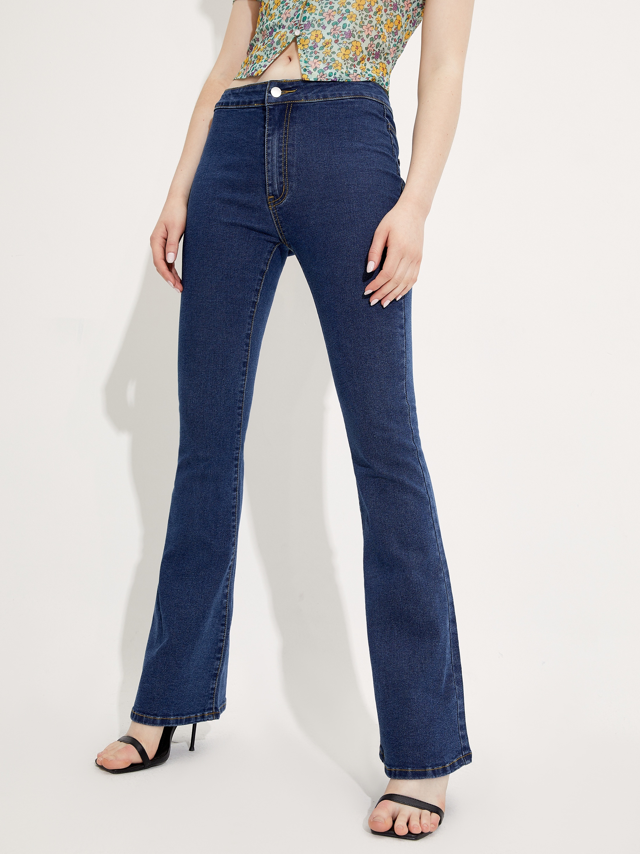 Dark Blue Versatile Skinny Jeans Slim Fit High Stretch Slant - Temu Canada