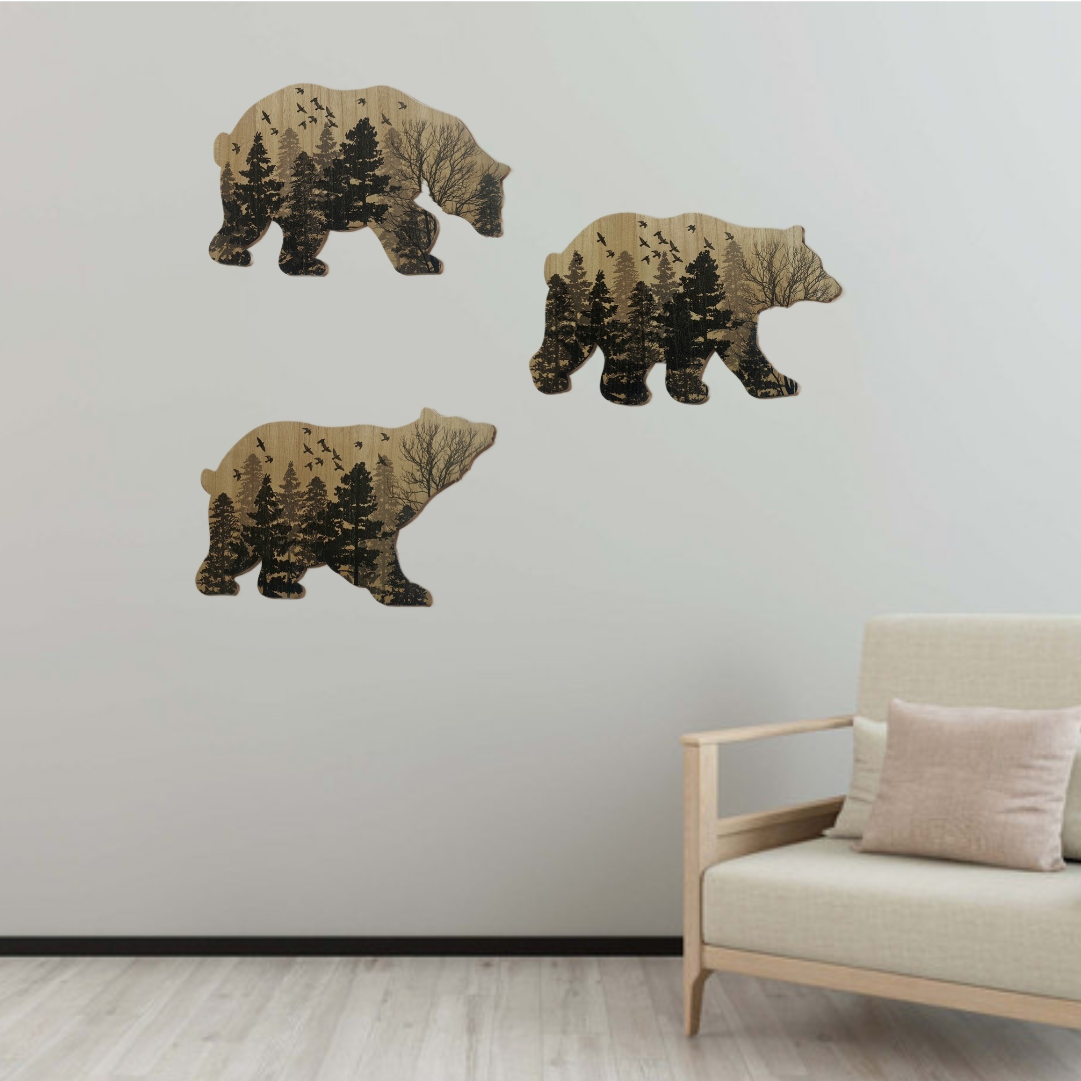 Wild Animal Wall Hanging Decor Deer Bear In The Forest Pine - Temu