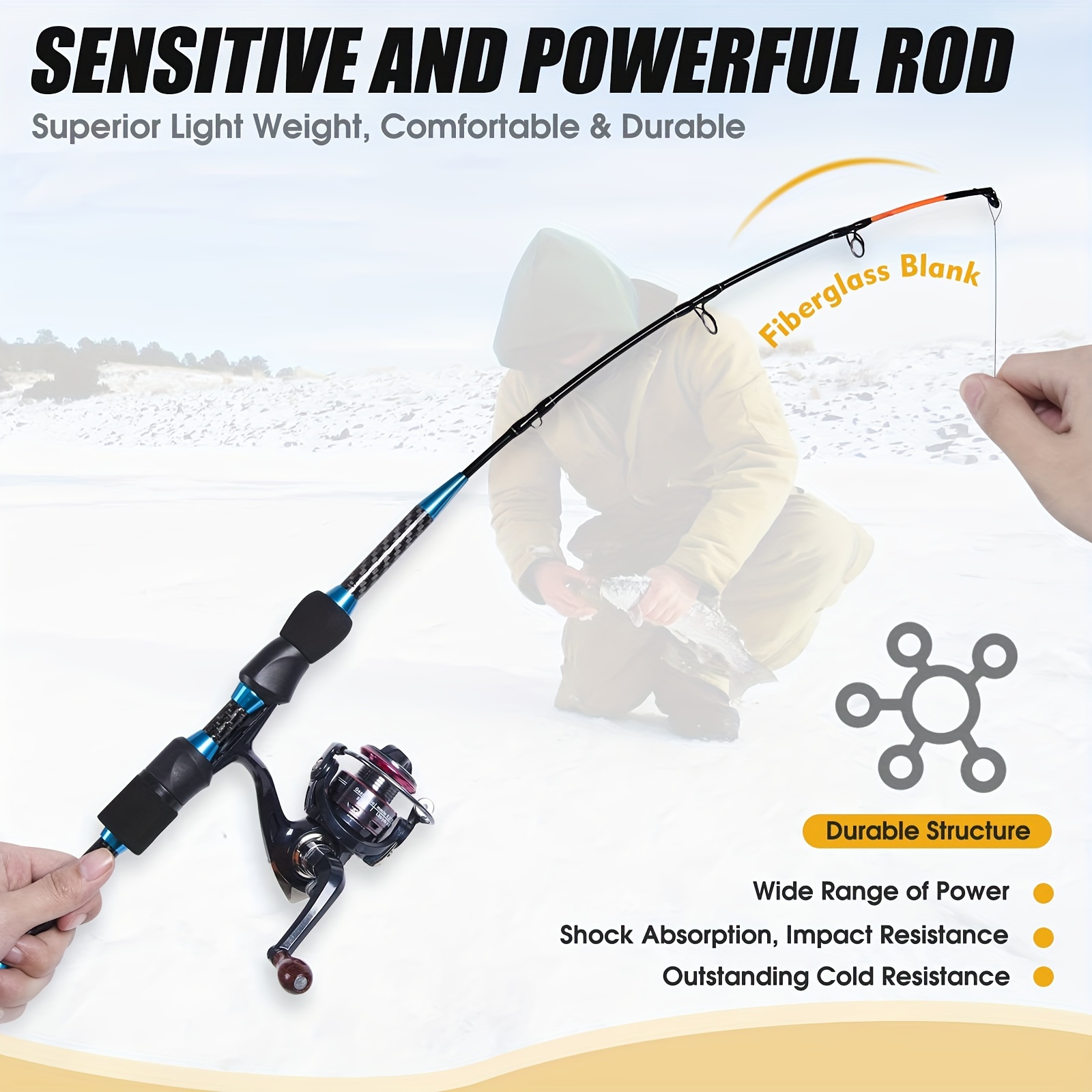 Ice Fishing Reel Rod Combo High Visibility Ice Fishing Pole - Temu
