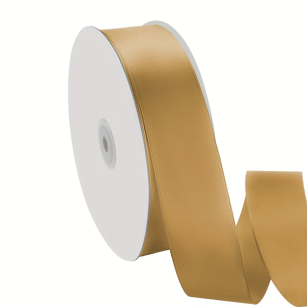 100yds Golden Satin Ribbon Thin Solid Colour Satin Ribbon - Temu