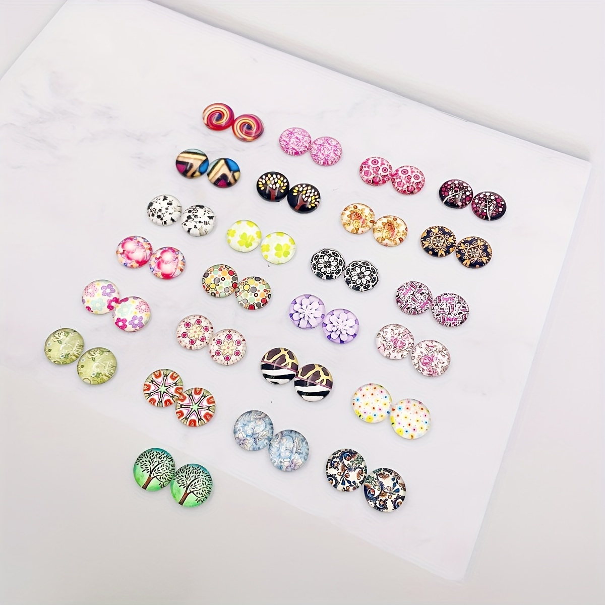 50pcs (25 Pairs) Of 12mm Mixed Glass Stickers, Diy Handmade Materials