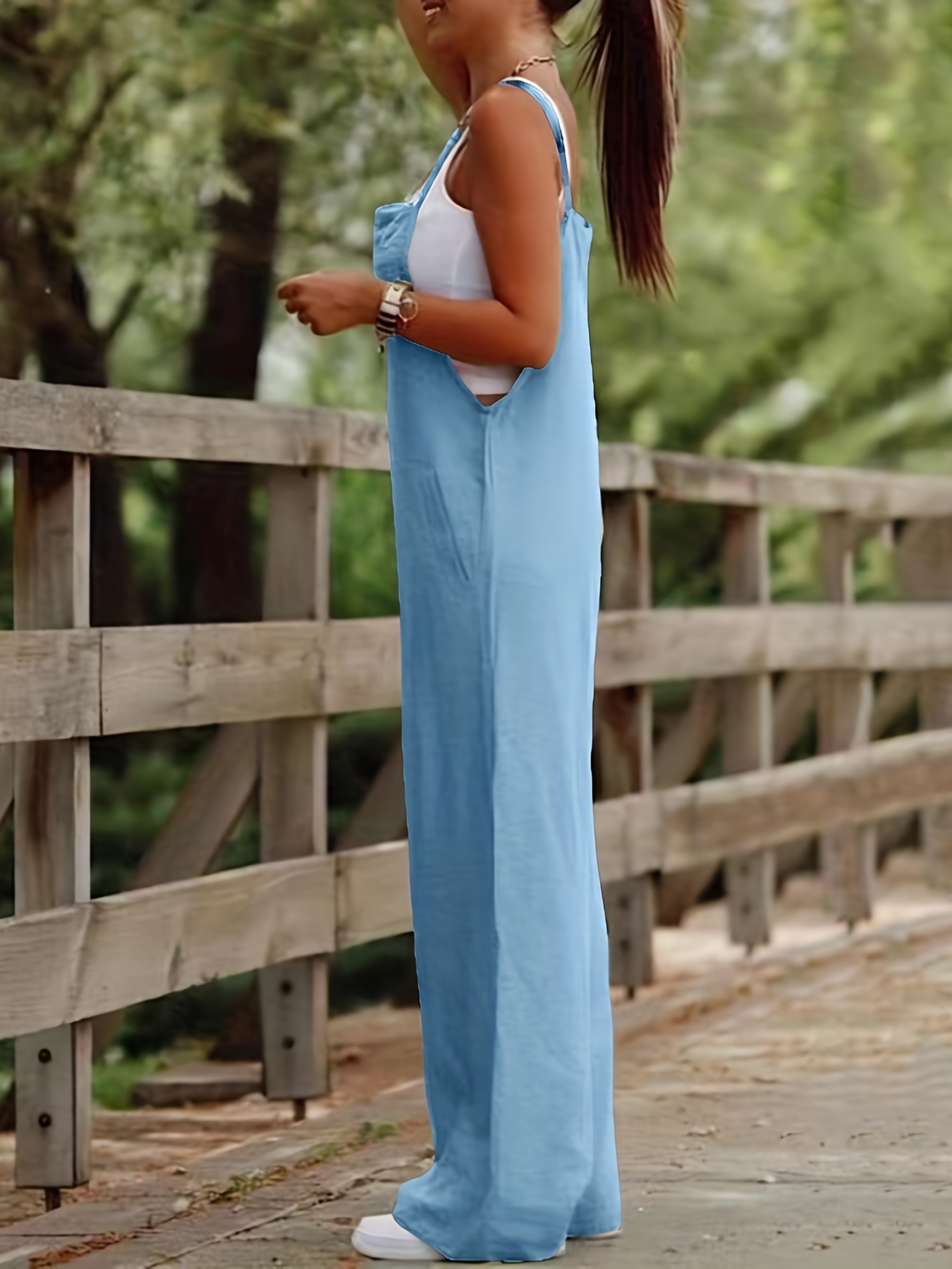 Light Blue Jumpsuit, Linen Jumpsuit, Women Jumpsuit, Casual