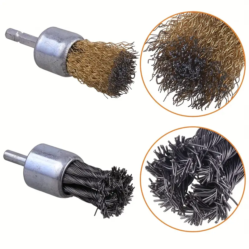 3pcs/10pcs Wire Brush Wheel Cup Brush Set, Wire Brush For Drill 1/4 Inch  Hex Shank 0.012 Inch Coarse Carbon Steel Crimped Wire Wheel For Cleaning  Rust