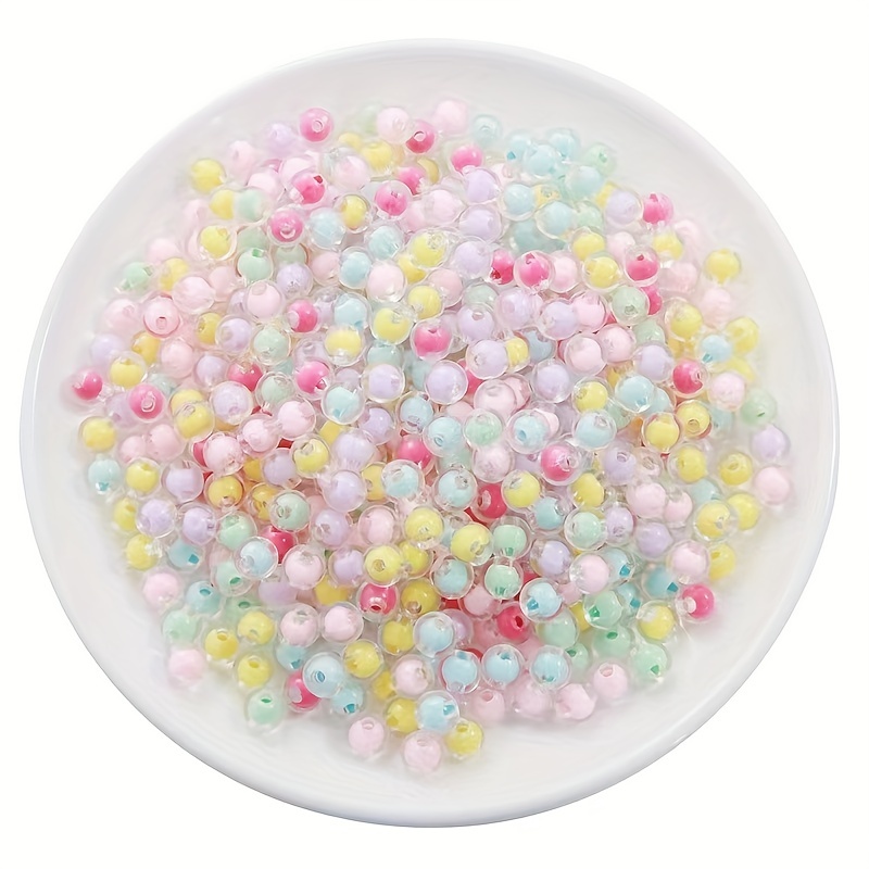 100pcs 8mm Acrylic Candy Colors Round Beads Mix Pastel Plastic Beads