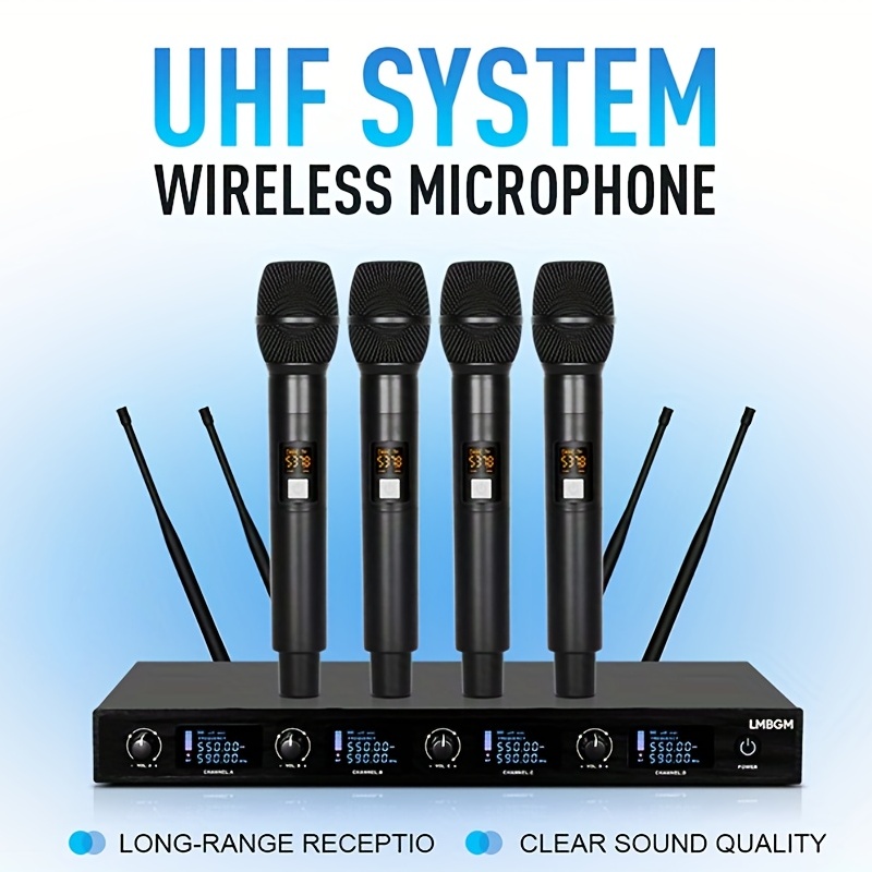 Micrófono inalámbrico, doble profesional UHF inalámbrico, sistema de  micrófono dinámico de mano para karaoke en casa, reuniones, fiestas,  iglesia, DJ