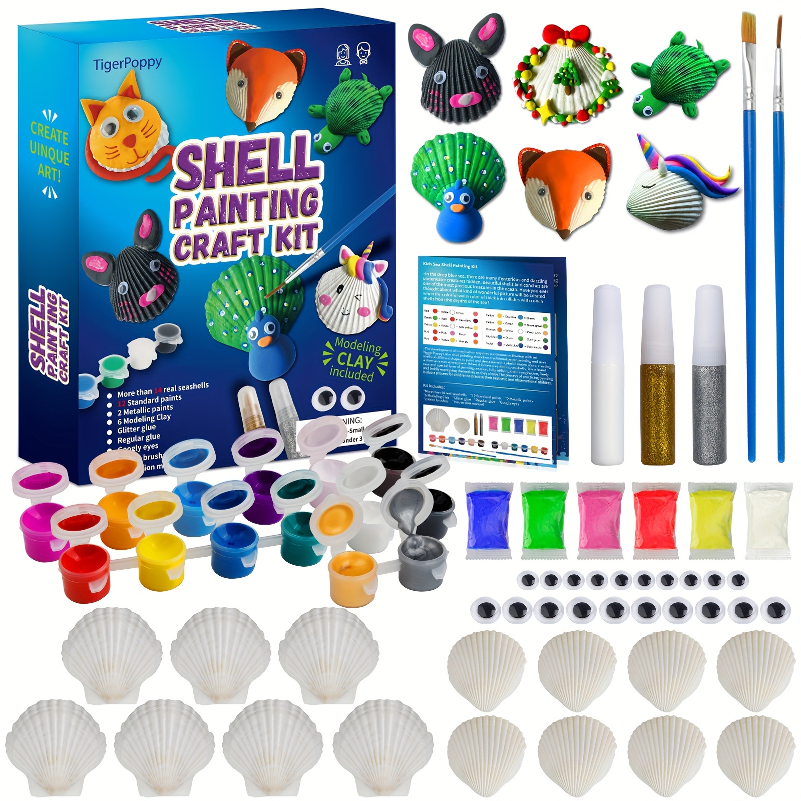 Paint Your Own Sea Shell Art Kit, Art Supplies, Art Crafts Kit For