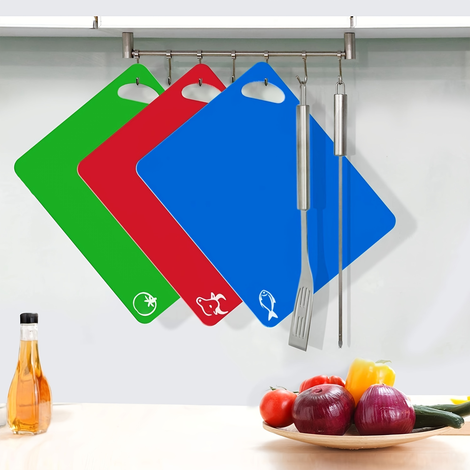 Flexible Cutting Board Mats, Plastic Cutting Board With Food Icons