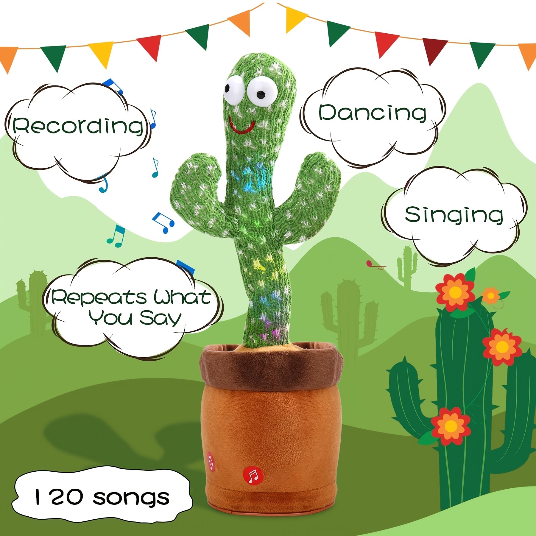 Jouet Cactus Parlant, Jouet Bébé Cactus Dansant Avec Éclairage, Jouets Bébé  Cactus Chantant Et Imitant Répètent Ce Que Vous Dites, Enregistrement De 15  Secondes - Temu Belgium