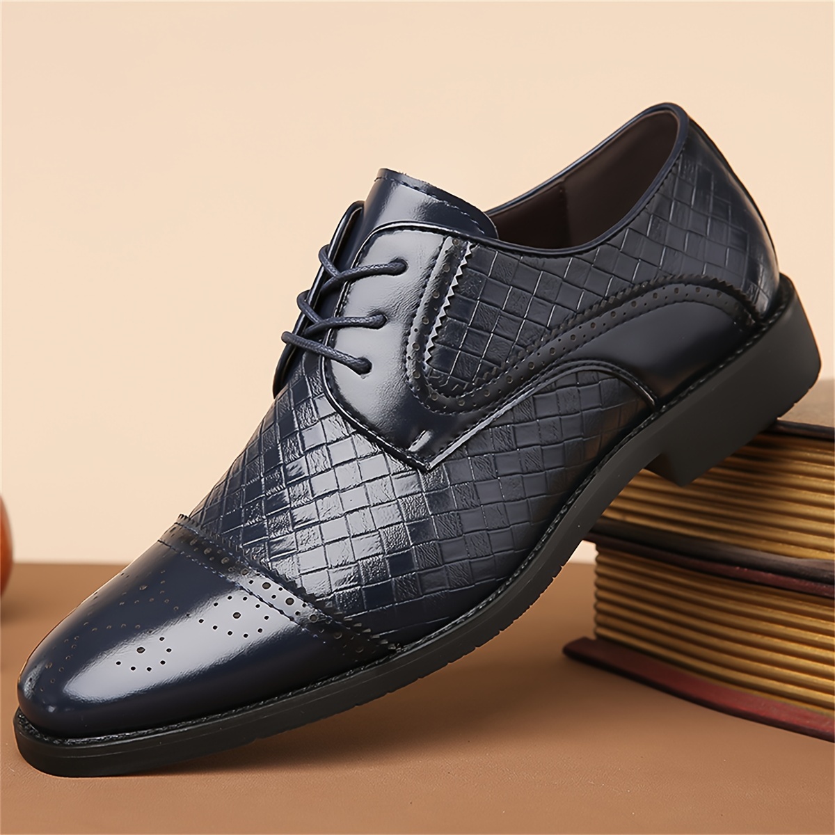 Mens Brogue Cap Toe Derby Shoes Lace Up Front Dress Shoes For Men ...