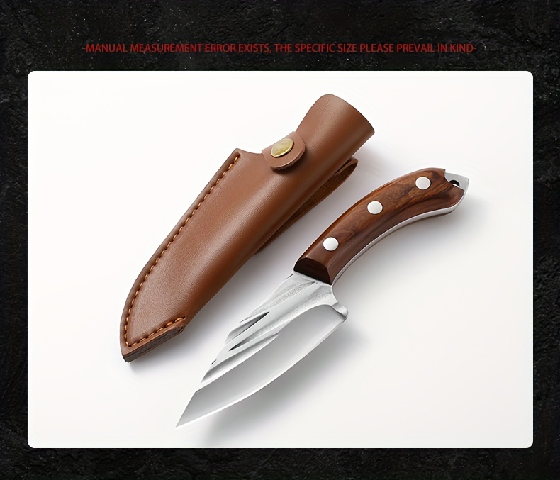 Mongolian Hand-held Meat Knife Made Of 4cr13mov Steel With Chicken Wings  Wood Handle, Lightweight And Portable Slab Slicing Knife For Dining Table