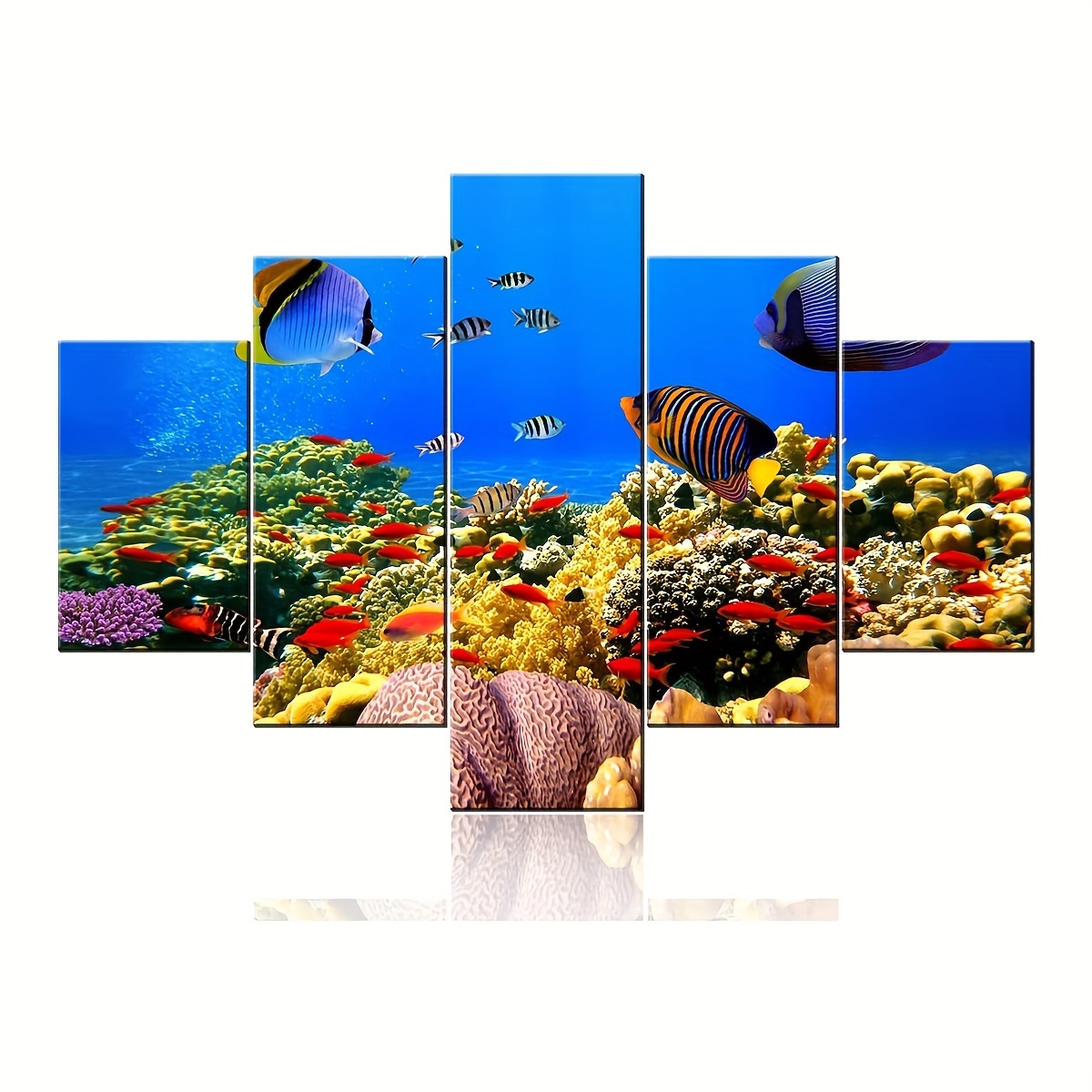 5 Piece Canvas Art Fishing Rod At Sea Sailing Painting Wall Art Modern Home  Decor for Living Room Modern Artwork Framed Ready to Hang (50''W x 24''H