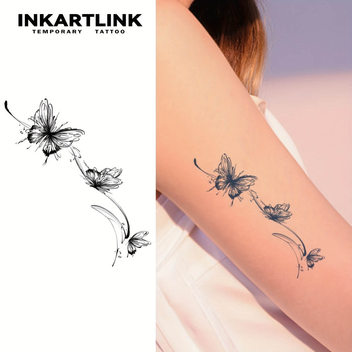 

Ink Butterfly Temporary Tattoo Sticker, Lasting For 1-2 Weeks, Herbal Juice Tattoo, Waterproof And Not Afraid Of Friction