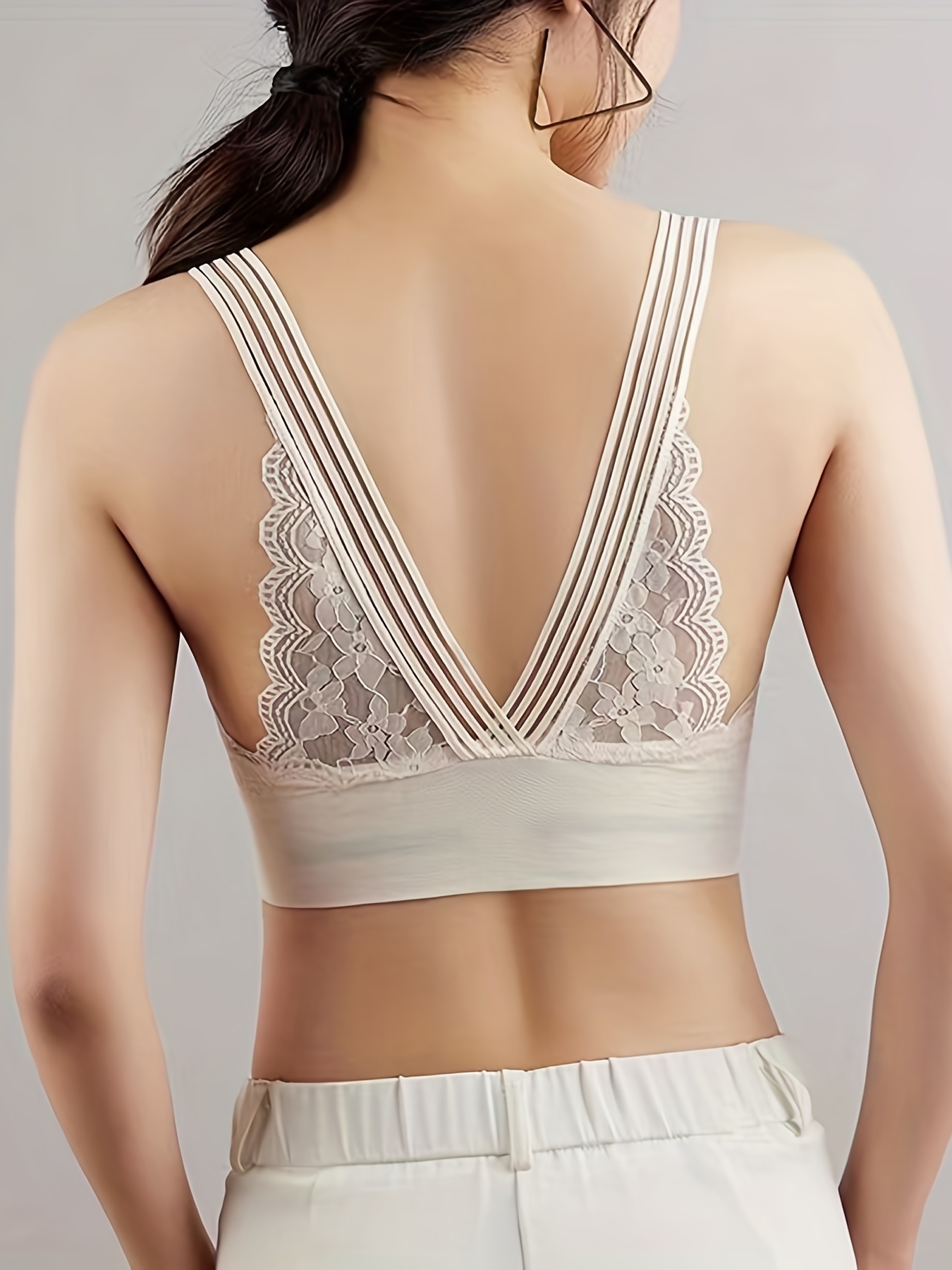 Contrast Lace Full Coverage Bra Comfy Breathable Anti - Temu