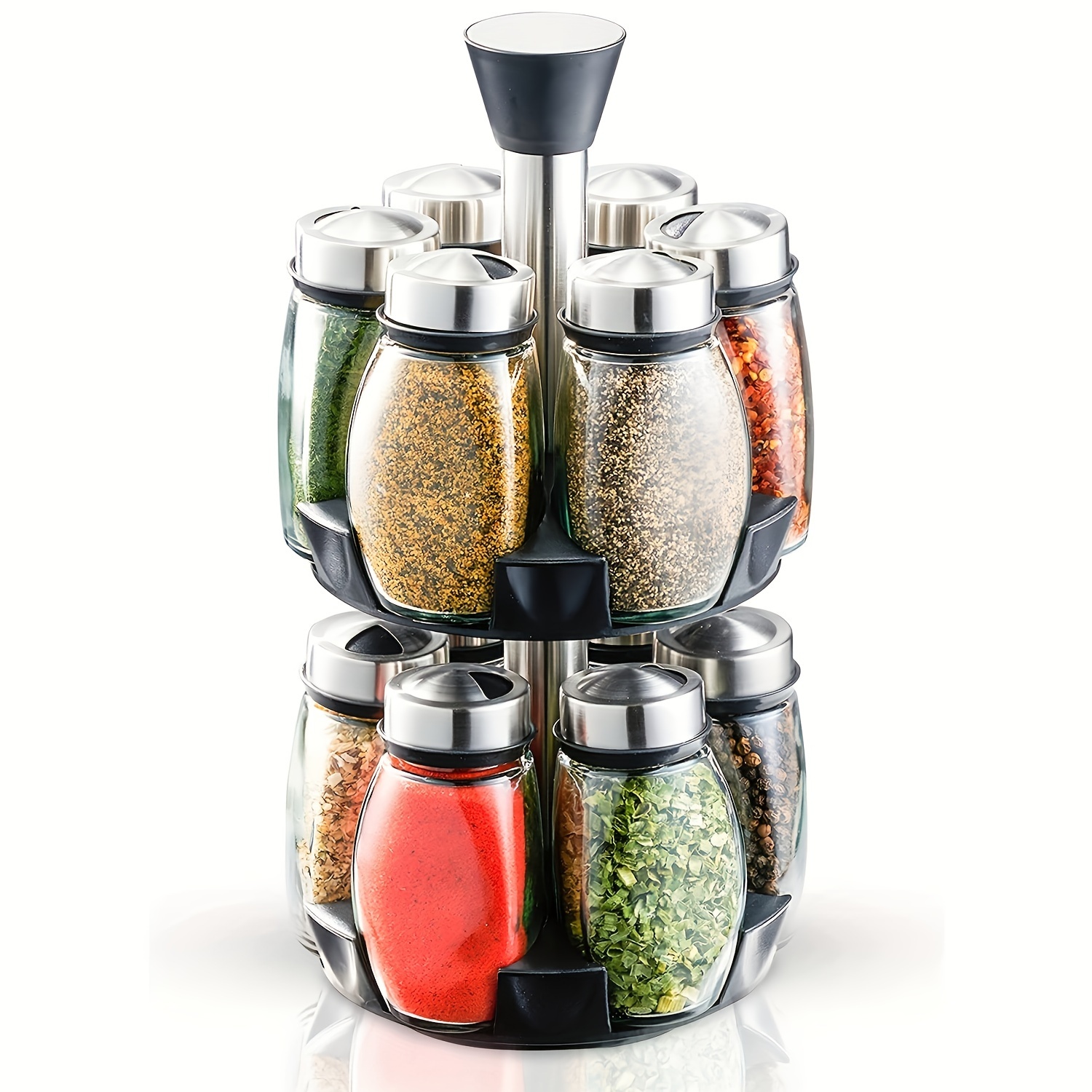 Multifunctional Revolving Spice Rack With 6 Spice Jars - Temu
