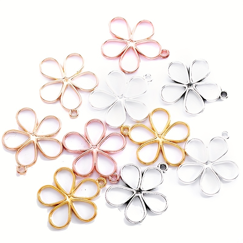 

10pcs Pendentif Charme En Alliage de Fleur Creuse Pour La Fabrication de Bijoux Bracelet Collier Boucle D'Oreille Pendentif DIY