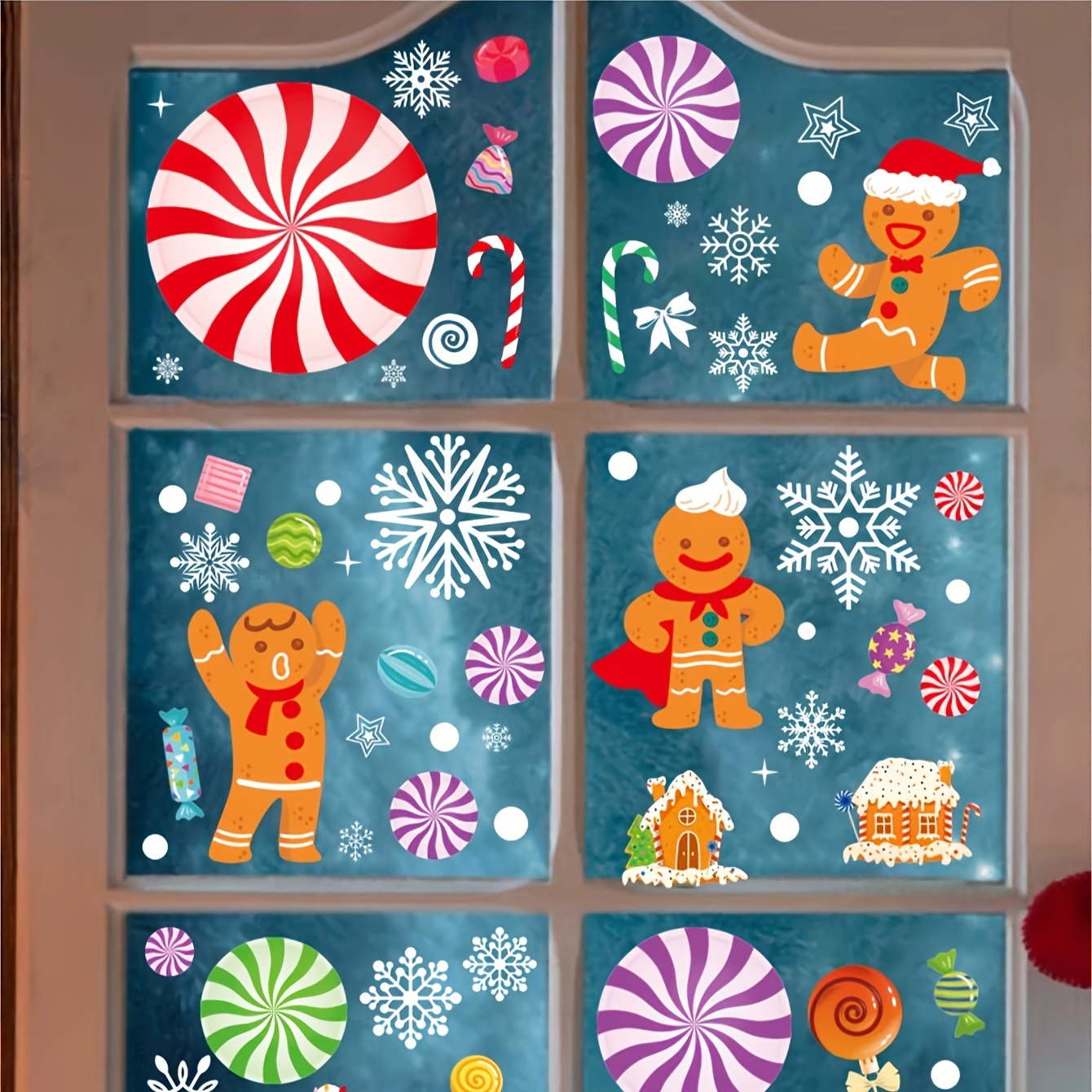 Stickers gel Noël pour fenêtre - Bonhommes en pain d'épices