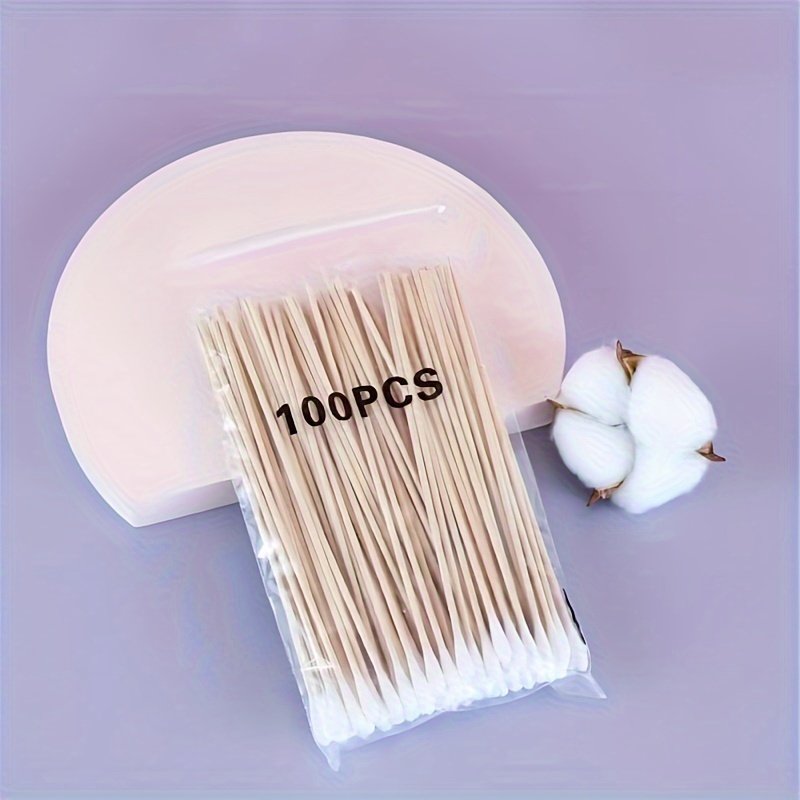 500 PCS 6 Inch Precision Tips Cotton Swabs - Long Wooden Stick Cotton Buds  Pointed Cotton Swabs With Case - Cotton Tipped Applicators For Makeup