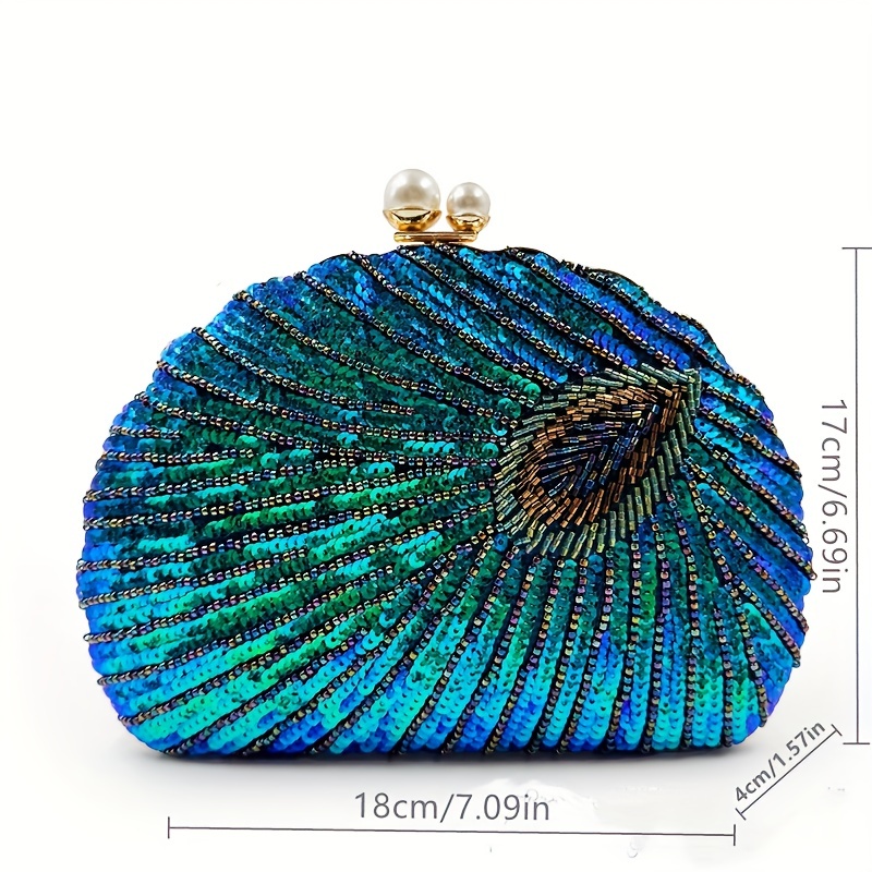 Peacock blue deals clutch bag