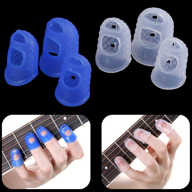 Walbest 4Pcs/Set Anti-slip Silicone Fingertip Protectors Guitar Finger  Guards, Finger Protection Covers Caps for Stringed Instruments Guitar  Mandolin Bass Counting Sewing 