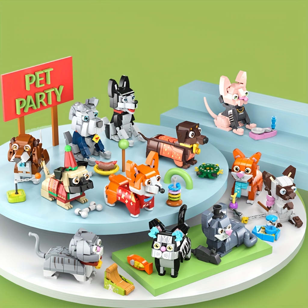 Cute Pet Building Blocks Toy Pet Decorations Pet Model - Temu Australia