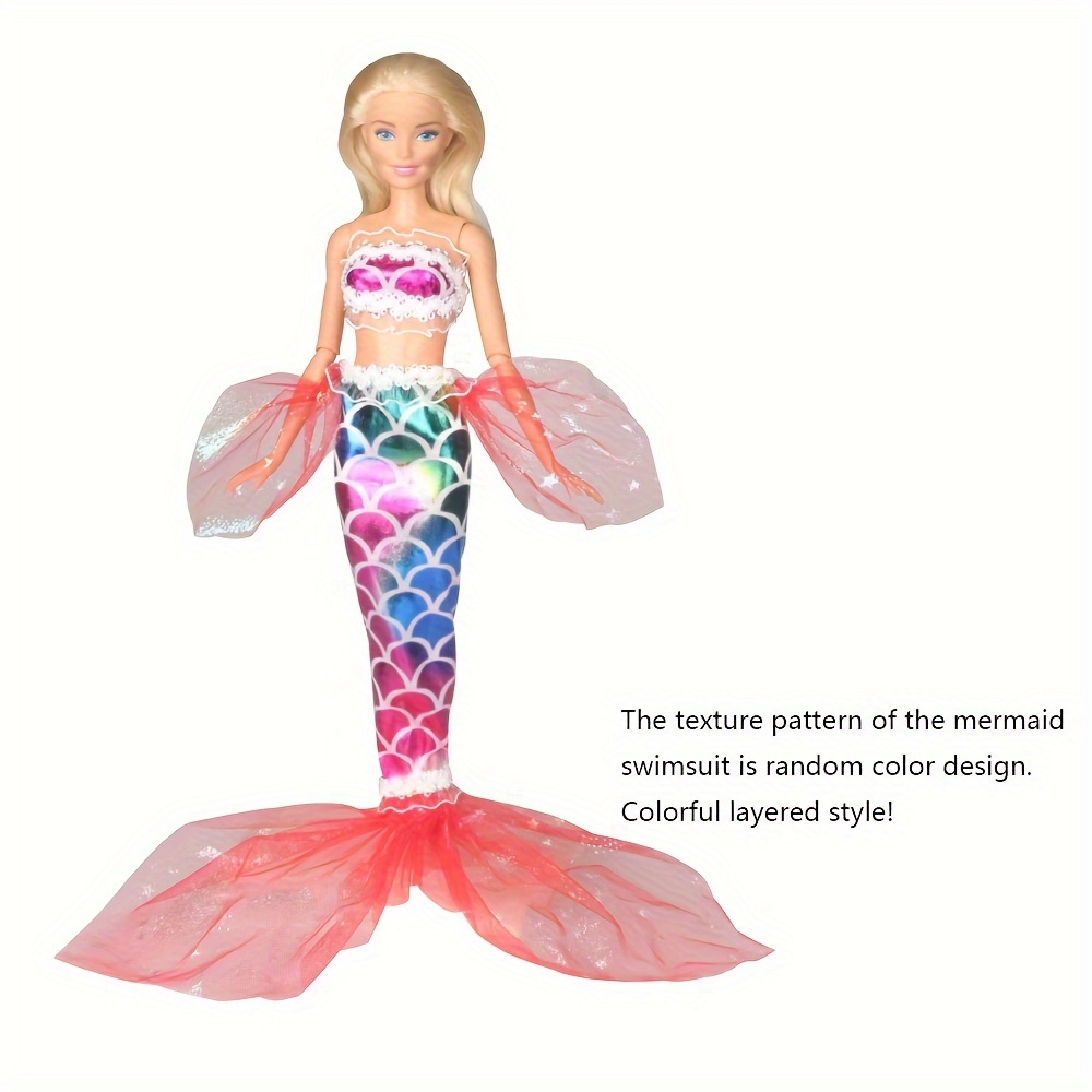 Colorful Mermaid Swimsuit Set for Dolls - Summer Beach Bathing Clothes
