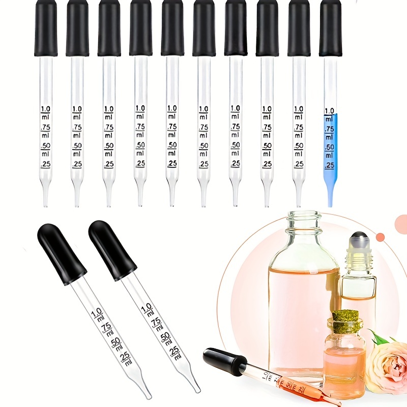 3/6pcs Curved And Straight Glass Pipette Pipet Eye Liquid Droppers For  Medication Or Essential Oils Pipette Dropper 0.03oz