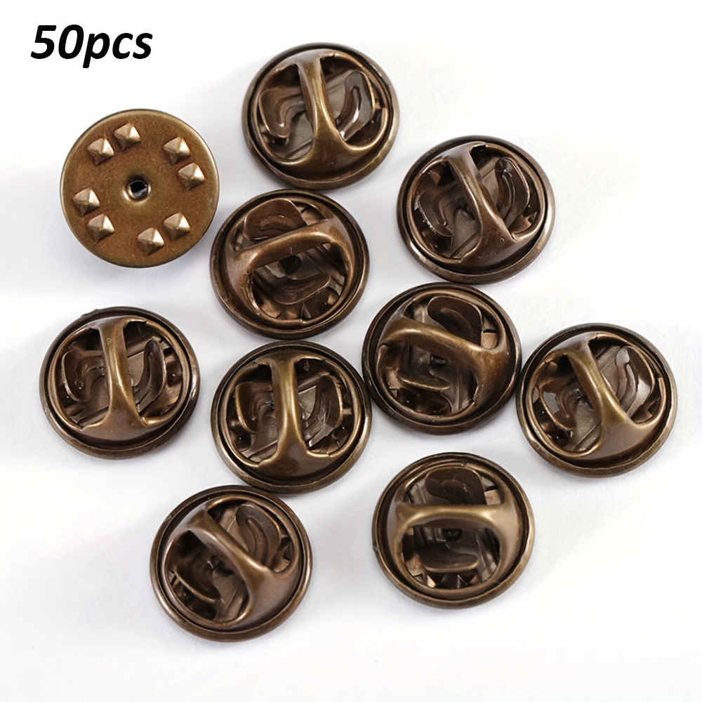 50 Pairs Copper Metal Base Butterfly Holder Pin Backs with pin Tie