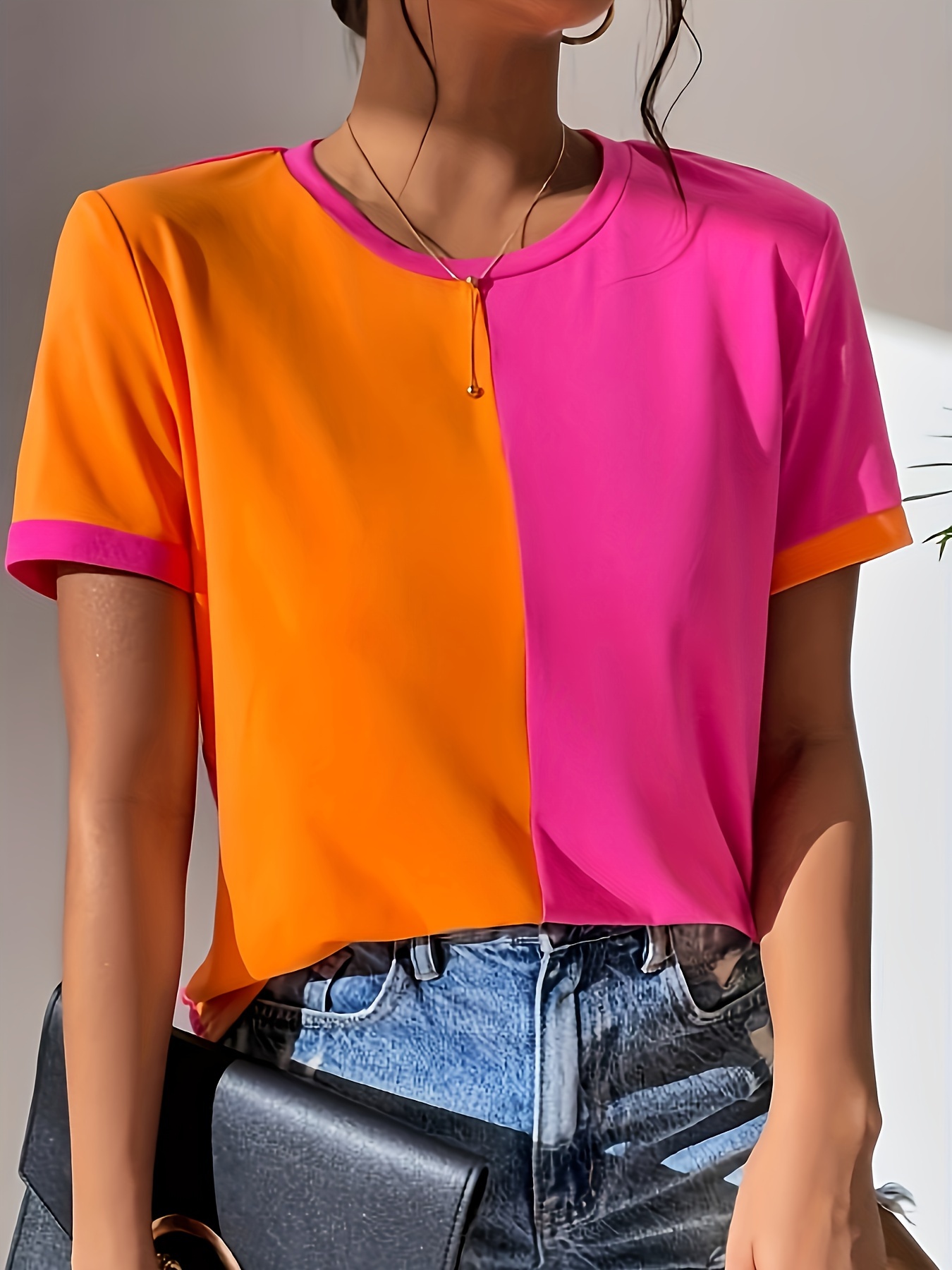Color Block Womens Shirts - Temu