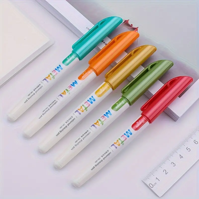 12 Colors Writing Drawing Pens Double Line Outline Pen - Temu