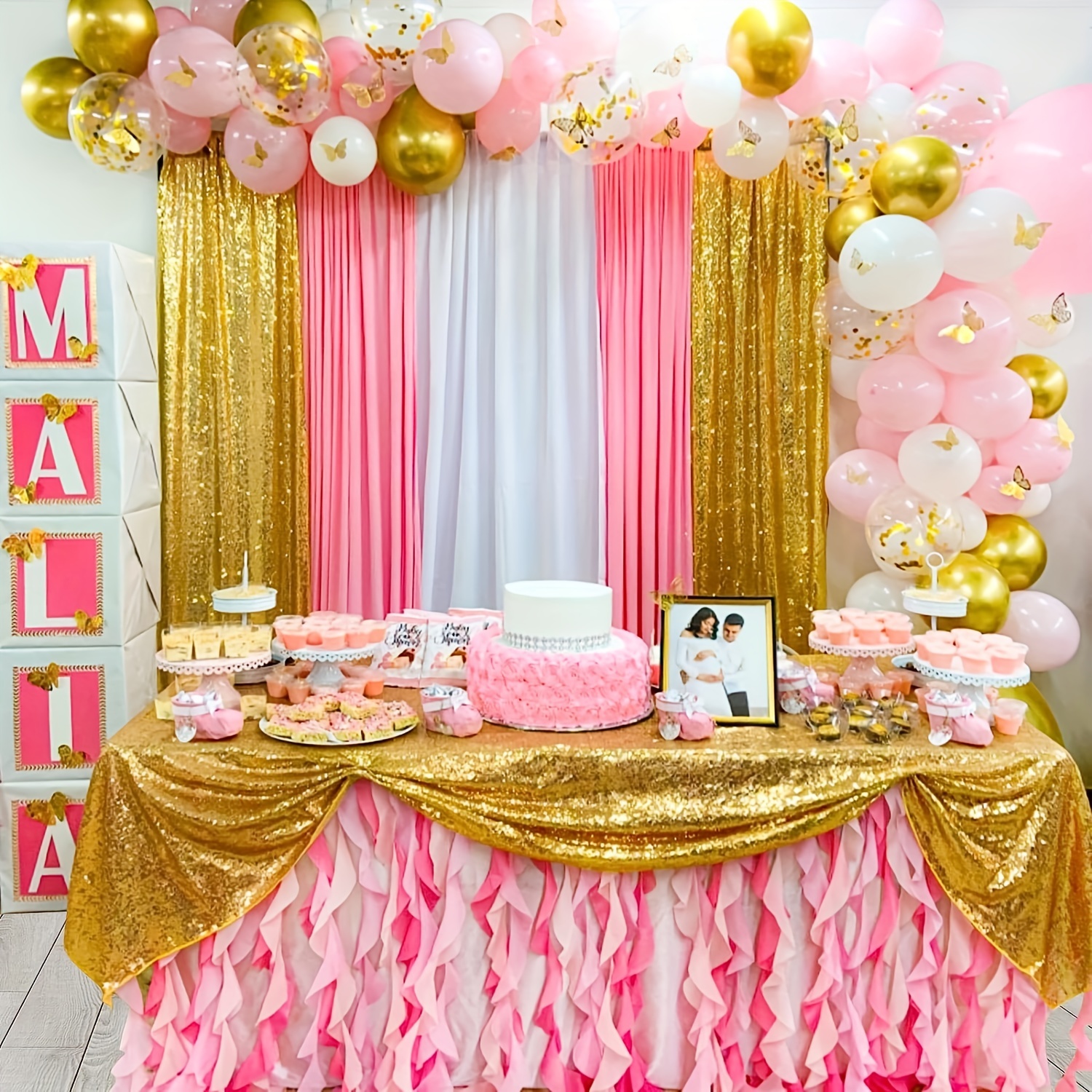 Cortina tipo telón de color rosa para fiestas, baby shower, fiesta de  cumpleaños y bodas, cortinas tipo telón de color rosa para fotografías