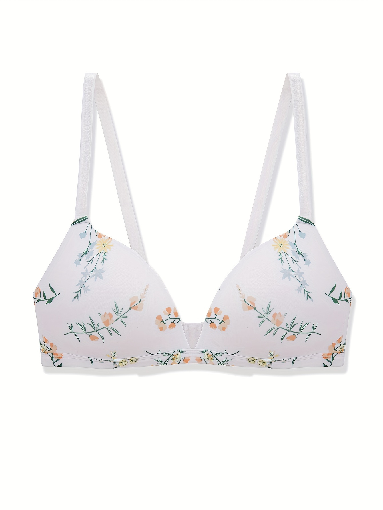 Floral Pattern Wireless Bras Comfy Breathable Button Front - Temu Canada