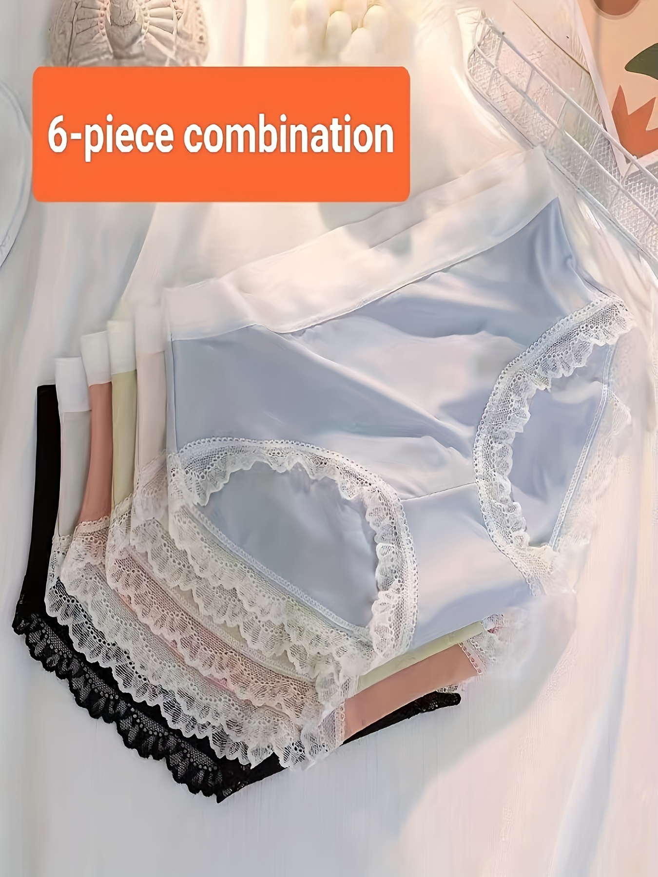 Lace Trim Bikini Panties Comfy Waist Stretchy Intimates - Temu