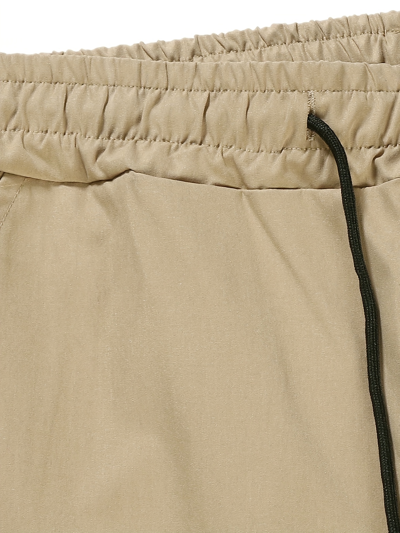 Men's Drawstring Zip Pocket Cargo Pants, Slim Fit Trendy Jogger