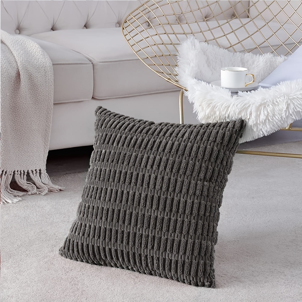 1pc Taie d'oreiller jetable, housse de coussin en corduroy de couleur unie  pour la décoration de la maison, pour le salon, la chambre à coucher, le  canapé, sans insert de coussin 