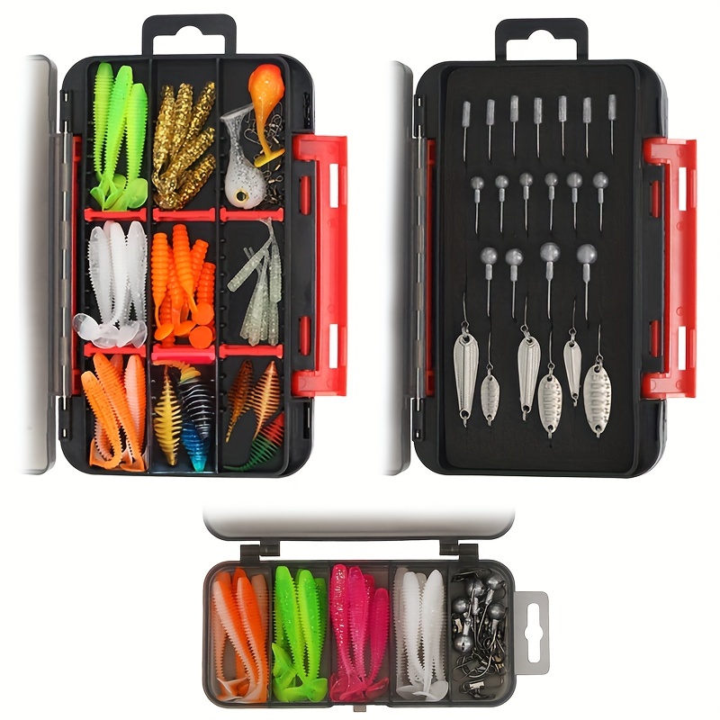 35pcs/75pcs Fishing Combo, Soft Fishing Lure Jig Hook Metal Spoon Bait Lure  Kit, Fishing Accessory Set
