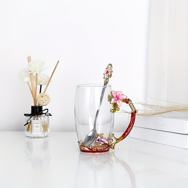 Flower Enamel Crystal Tea Cup Coffee Mug Lead free Glass - Temu