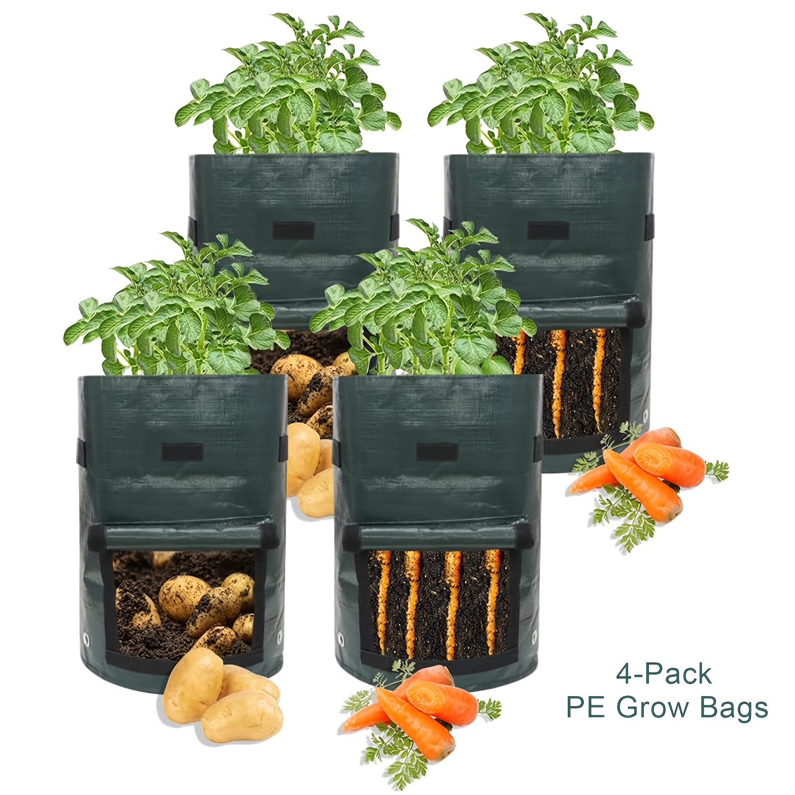 Potato Grow Bags 10 Gallon with Flap, 4 Pack Plant Grow Bags