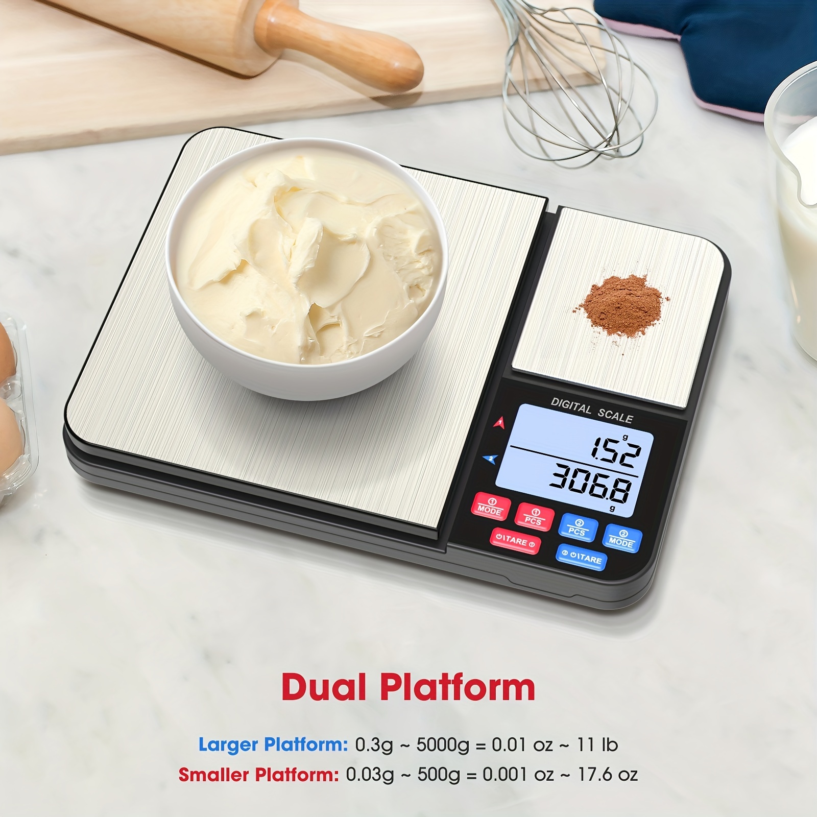 Digital Kitchen Scale Food Scale,Food Grade Balance Scale 0.1oz/1g  Increment,22 lb/10 kg,Backlit LCD Display Function for Weight Loss, Baking