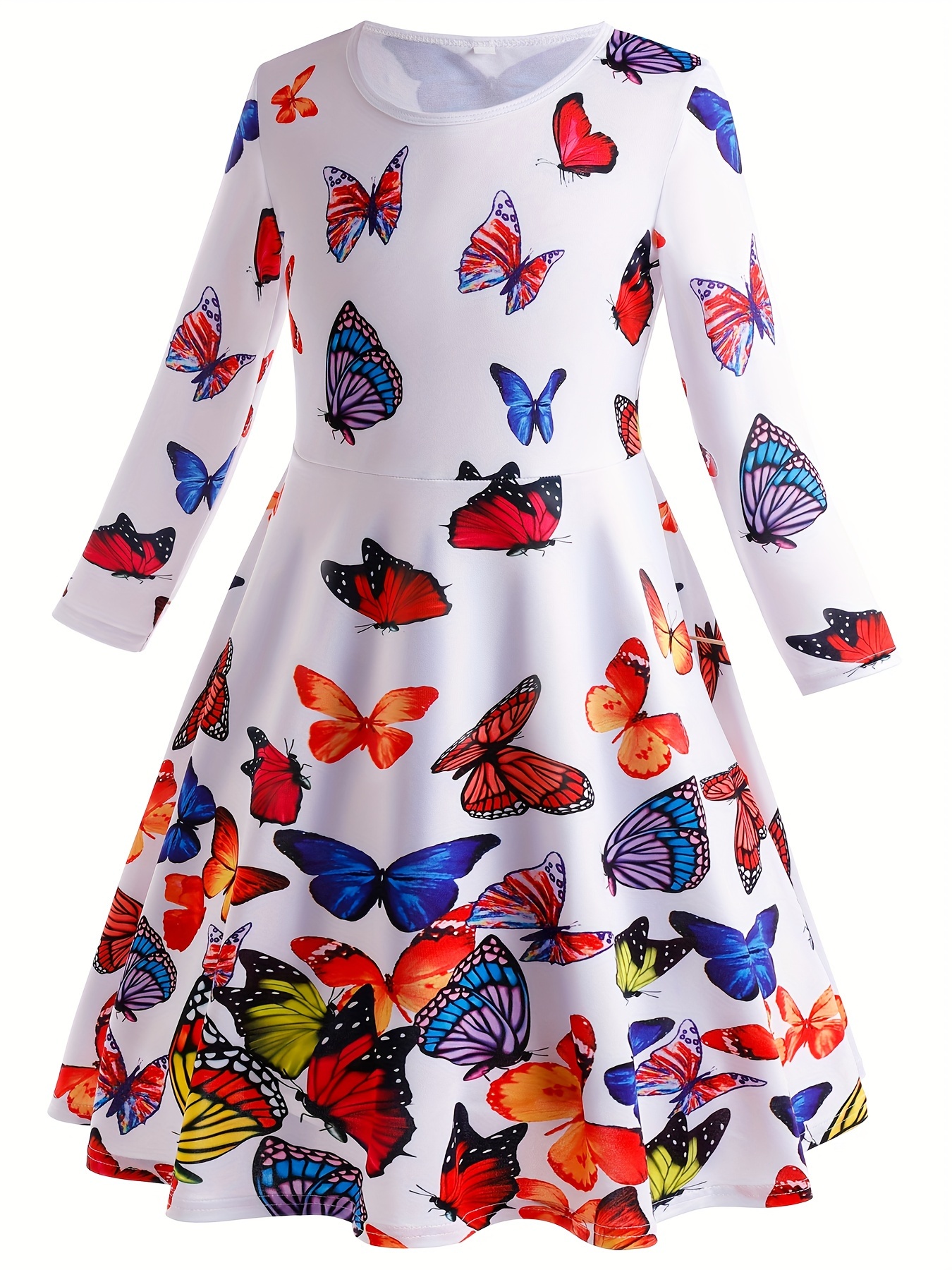 White butterfly 2024 dress long sleeve