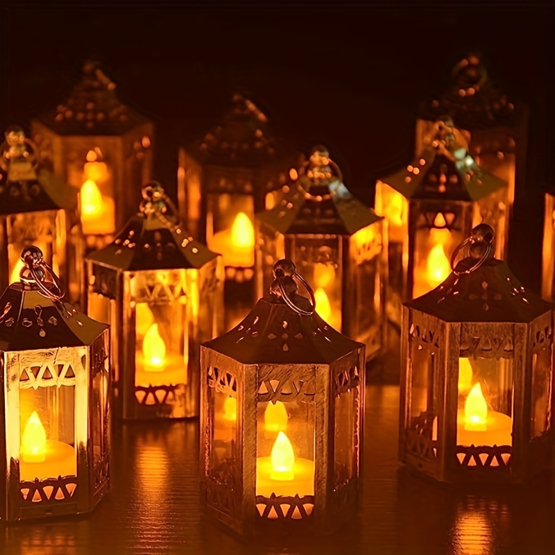 Mini Star Lantern with Flickering LED,Battery Included,Decorative Hanging  Lantern,Christmas Decorative Lantern,Indoor Candle Lantern,Battery Lantern