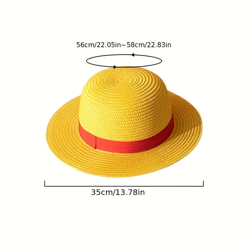 1pc Mens Yellow Straw Hat Decorative Stage Hat Outdoor Sun