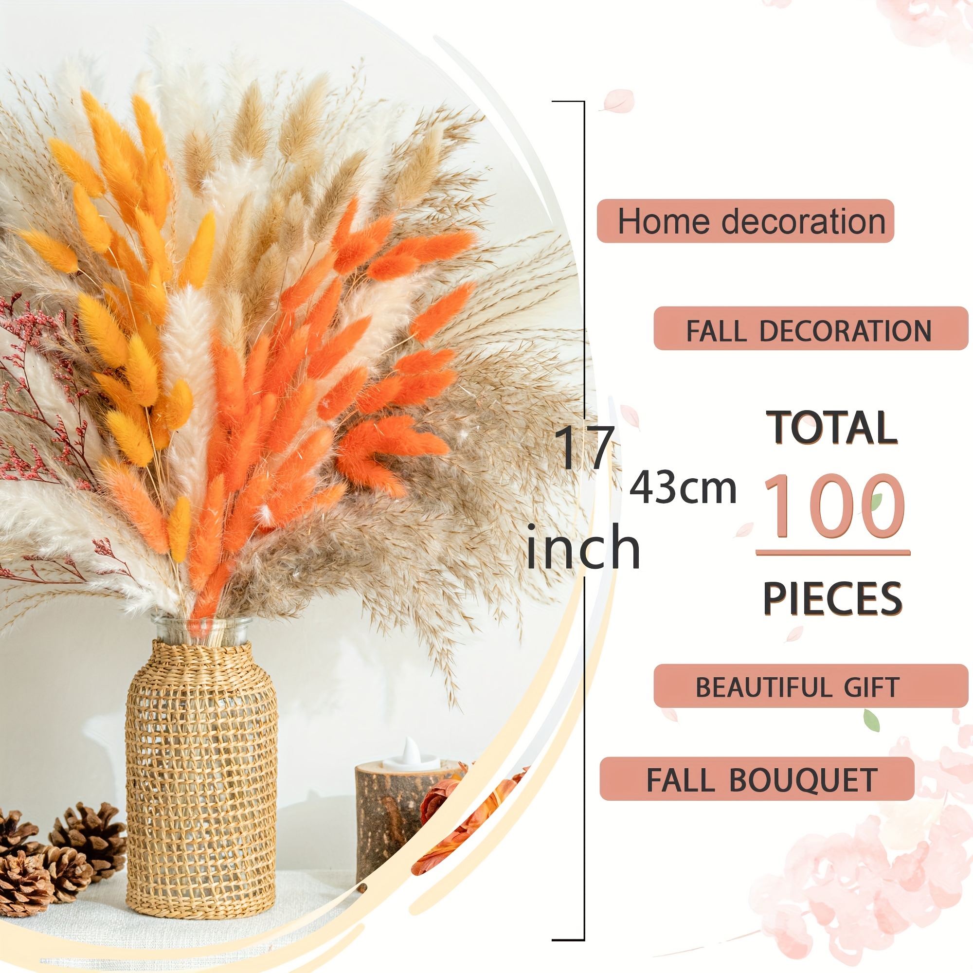 Fall Decor Natural Pampas Grass Bouquet Decorations - Temu