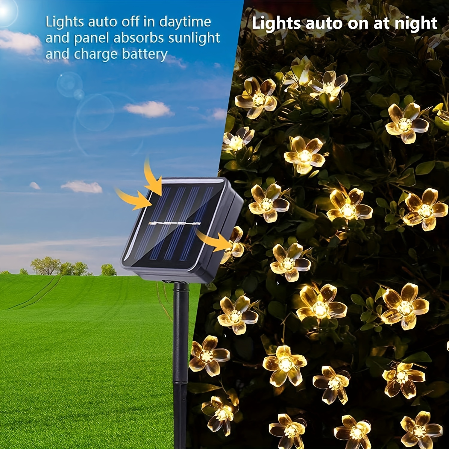 1pc solar string flower light outdoor waterproof 6 5m 21ft 30 led fairy light for garden fence patio yard party dec oration included 2m wire christmas halloween decorations details 6
