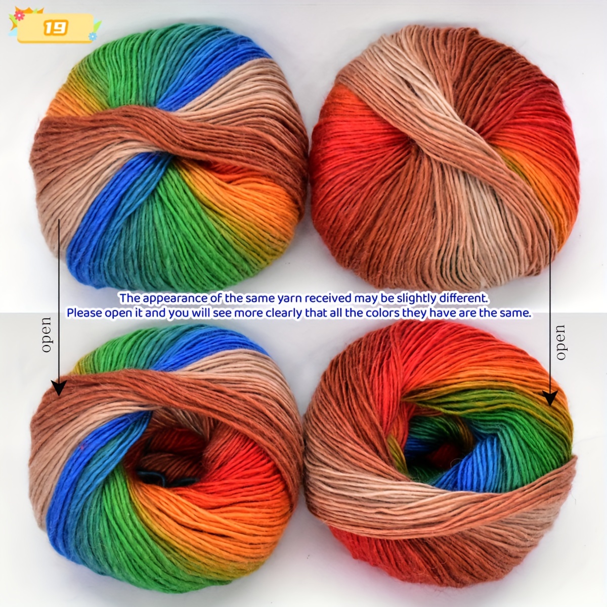 Gradient Color Cotton Wool Rainbow Soft Warm Cotton Yarn Wool Gradient  Multi Color Yarn for Crocheting Knit for Hand Knitting Multicolor Yarn