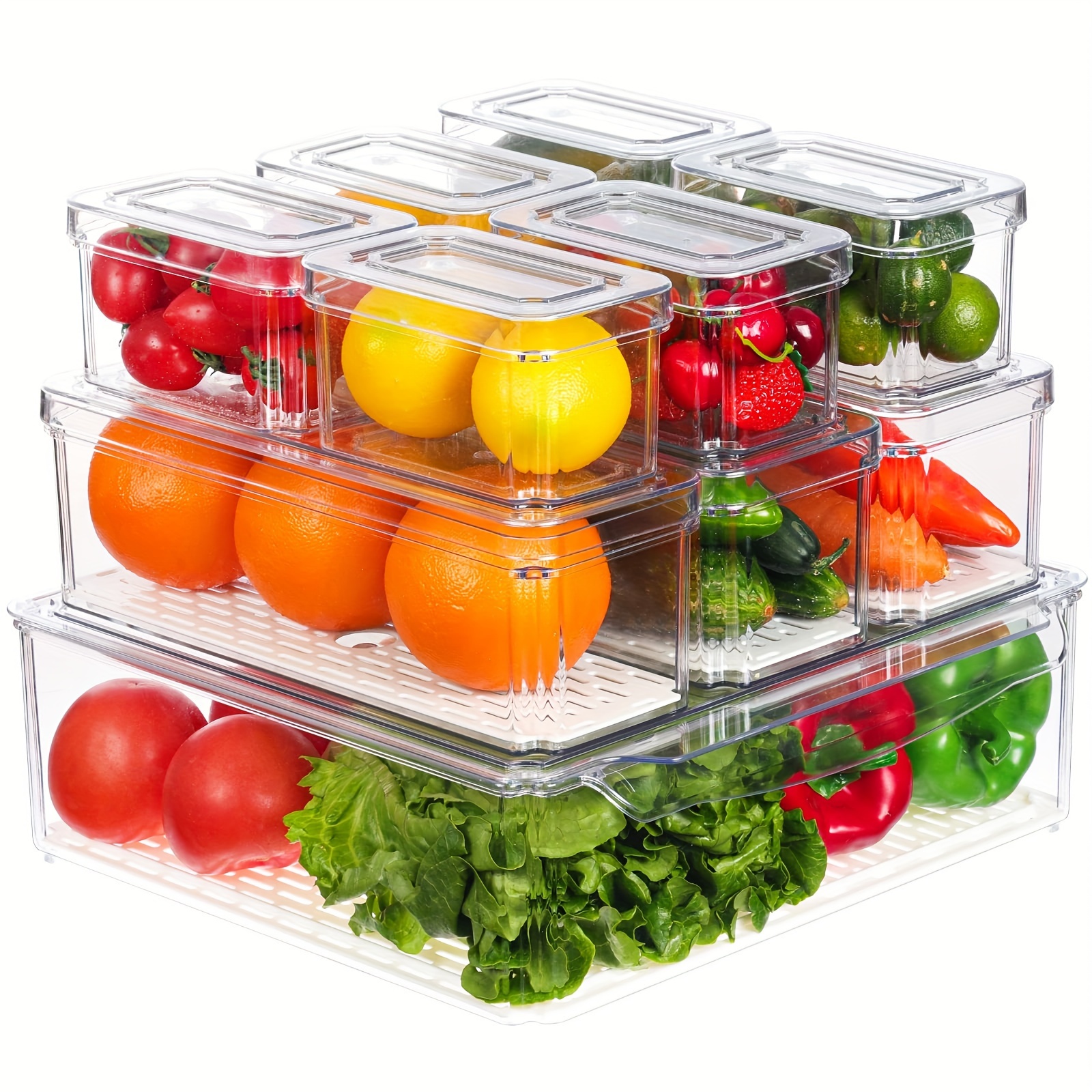 Set Of 6 Refrigerator Organizer Bins - Stackable Fridge Organizers for  Freezer, Kitchen, Countertops, Cabinets - Clear Plastic Pantry Storage  Racks 