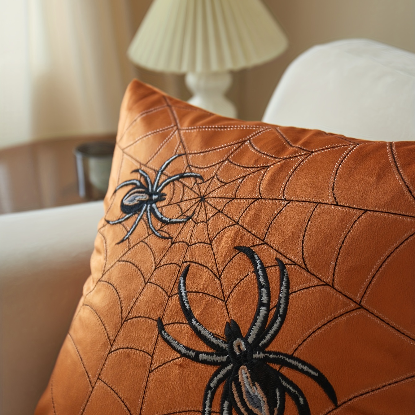 Factory 2 embroidered spider pillows