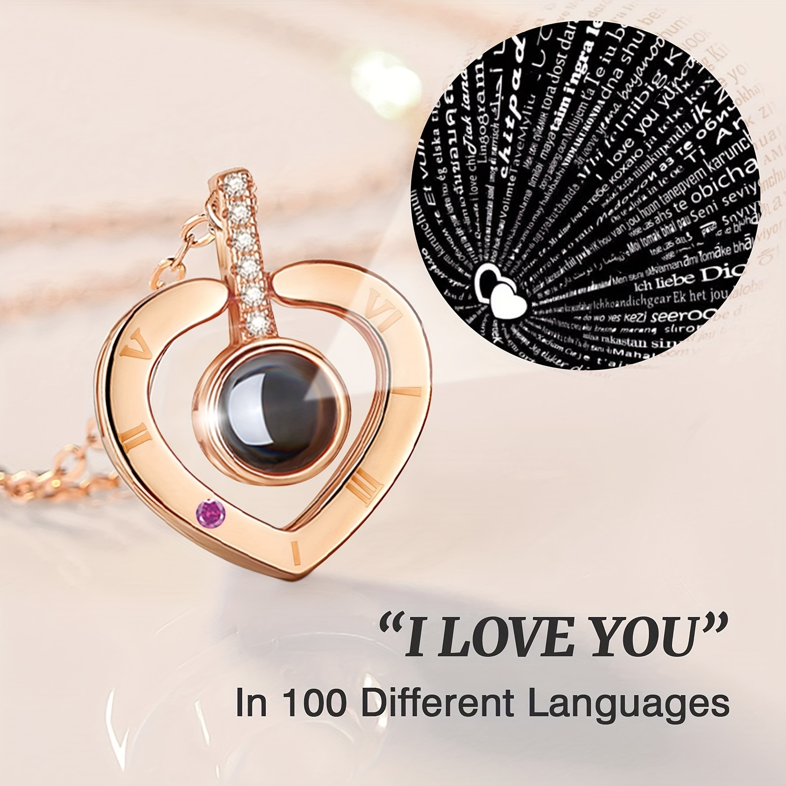 Rosa preservada, regalos para el día de San Valentín para ella, novia,  mujer, mamá, con collar I Love You en 100 idiomas, regalos de cumpleaños  para