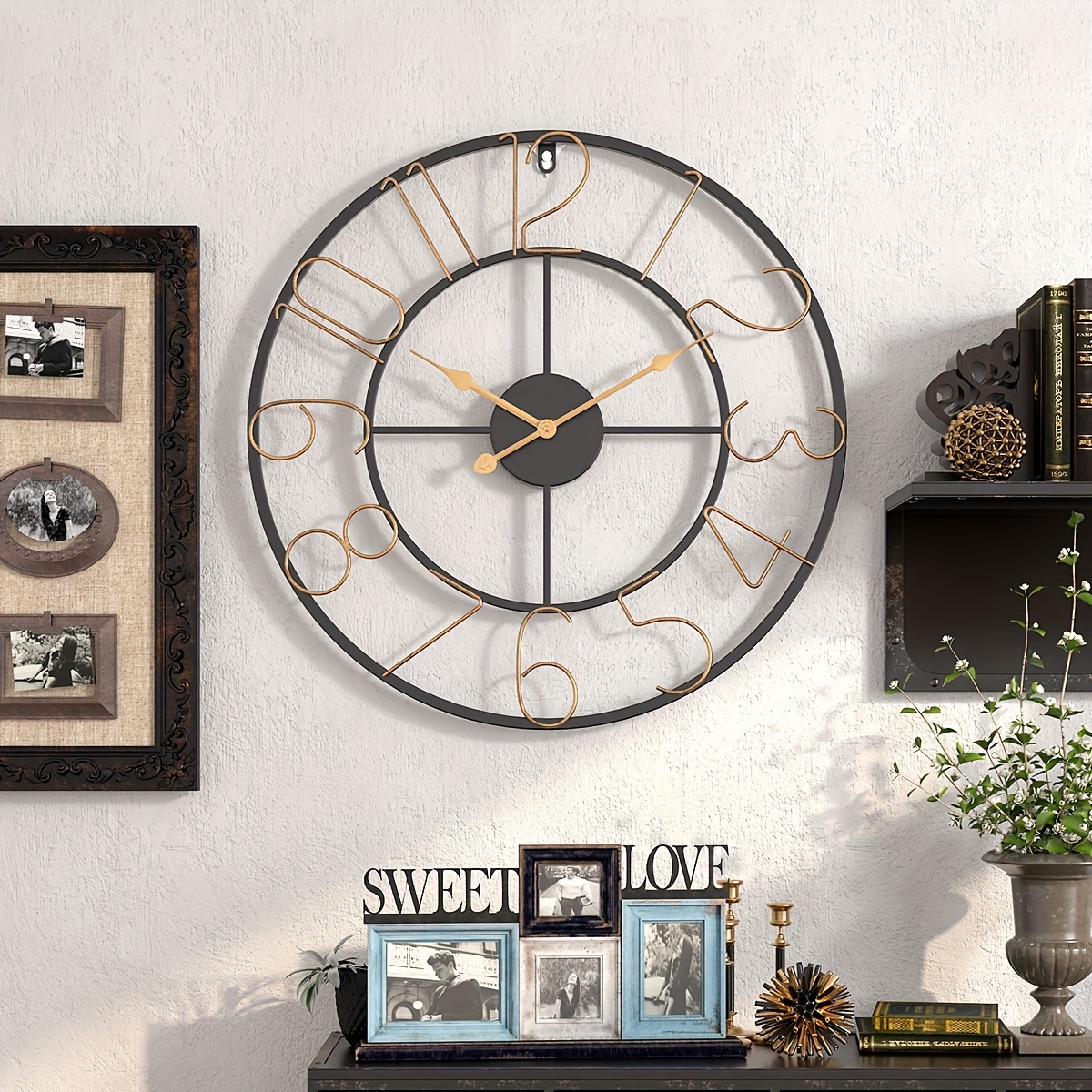 Wall Clock Modern Art Clock Large Metal Wall Clocks, Big Decorative Marble  Dial Clock with Silent Movement Modern Wall Clock for Living Room Bedroom
