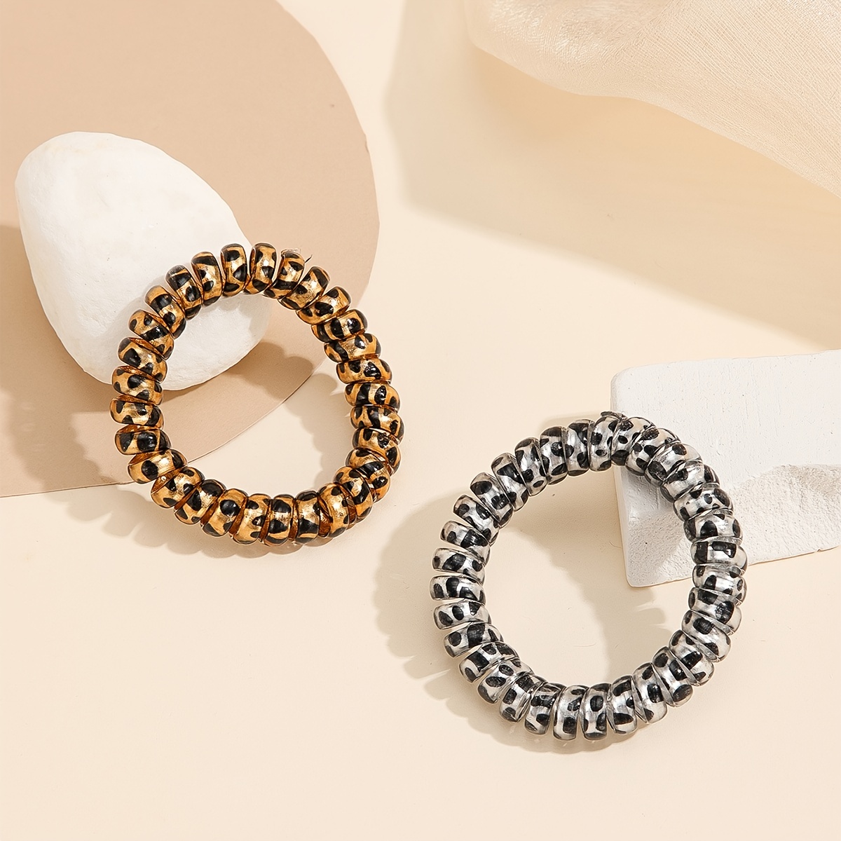 2pcs Leopard Print Hair Tie Rope Accessories