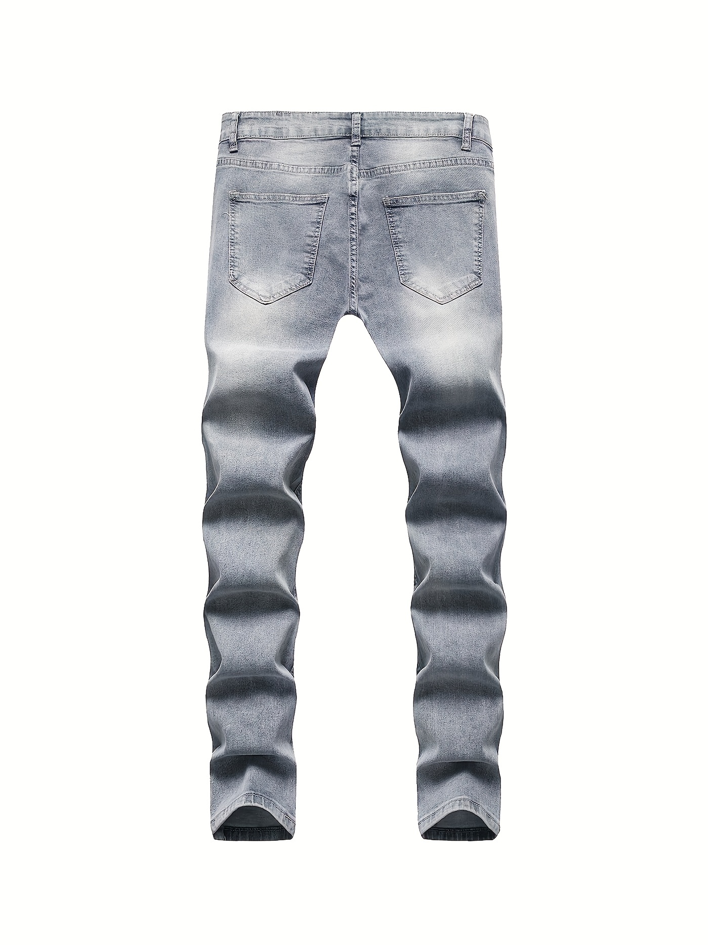 Mens Ripped Jeans Paint Splatter Chain Casual Street Style Denim Pants